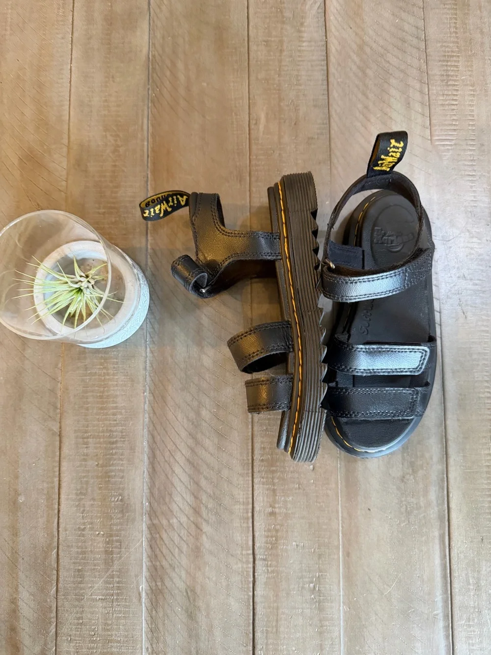 DR. MARTENS JUNIOR KLAIRE LEATHER STRAP SANDALS